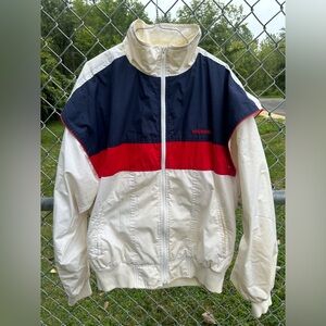 Vintage Adidas Red White Blue Full Zip Jacket Mens Size Large STAINS